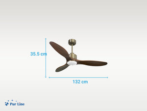 Ventilador de techo Reversible Termostato Dimable Wifi Motor DC Techos Inclinados Mando a Distancia Luz tres tonos Hypersilence Memoria 5