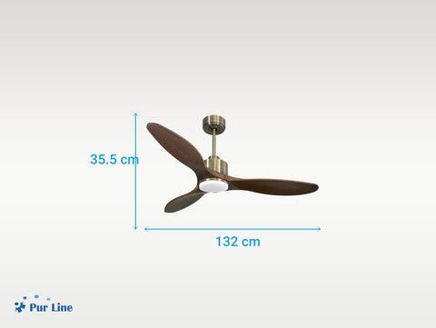 Ventilador de techo Reversible Termostato Dimable Wifi Motor DC Techos Inclinados Mando a Distancia Luz tres tonos Hypersilence Memoria 5