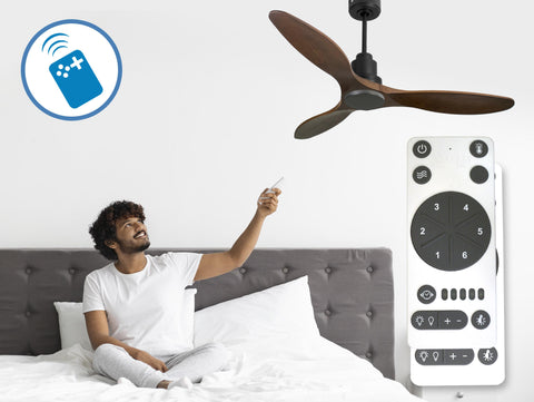 Ventilador de techo Reversible Termostato Wifi Motor DC Techos Inclinados Mando a Distancia Hypersilence Memoria 7