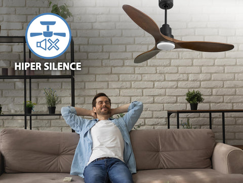 Ventilador de techo Reversible Termostato Dimable Wifi Motor DC Techos Inclinados Mando a Distancia Luz tres tonos Hypersilence Memoria 7