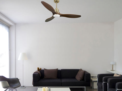 Ventilador de techo Reversible Termostato Dimable Wifi Motor DC Techos Inclinados Mando a Distancia Luz tres tonos Hypersilence Memoria 3