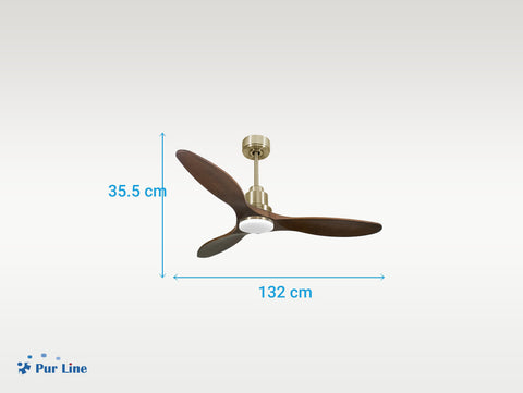 Ventilador de techo Reversible Termostato Dimable Wifi Motor DC Techos Inclinados Mando a Distancia Luz tres tonos Hypersilence Memoria 7