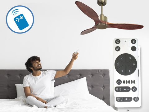Ventilador de techo Reversible Termostato Wifi Motor DC Techos Inclinados Mando a Distancia Hypersilence Memoria 5