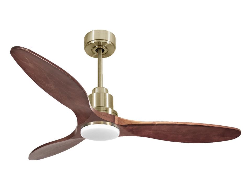 Ventilador de techo Reversible Termostato Dimable Wifi Motor DC Techos Inclinados Mando a Distancia Luz tres tonos Hypersilence Memoria 1