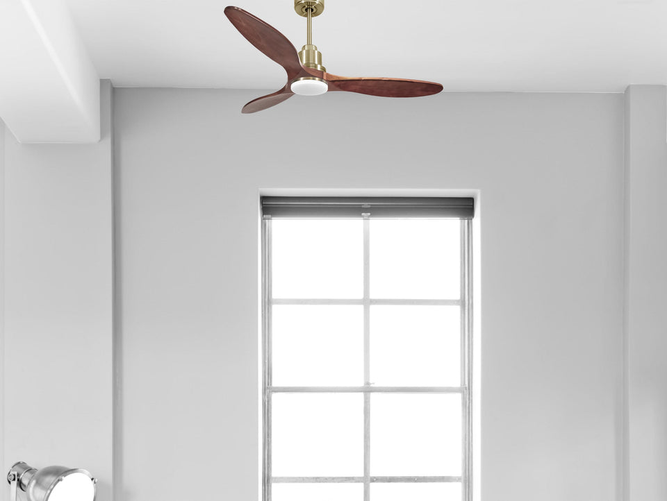 Ventilador de techo Reversible Termostato Dimable Wifi Motor DC Techos Inclinados Mando a Distancia Luz tres tonos Hypersilence Memoria 5