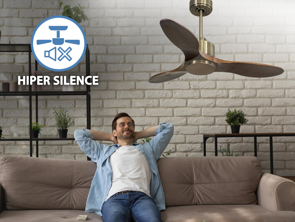Ventilador de techo Reversible Termostato Wifi Motor DC Techos Inclinados Mando a Distancia Hypersilence Memoria 3