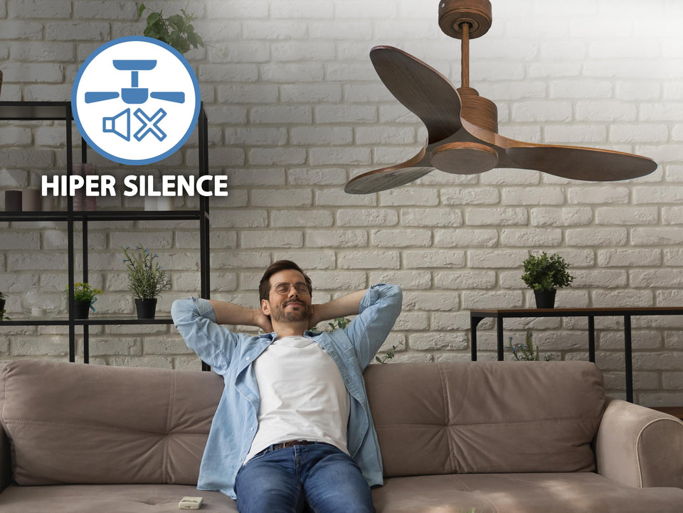 Ventilador de techo Reversible Termostato Wifi Motor DC Techos Inclinados Mando a Distancia Hypersilence Memoria 6