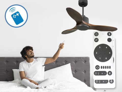 Ventilador de techo Reversible Termostato Wifi Motor DC Techos Inclinados Mando a Distancia Hypersilence Memoria 6