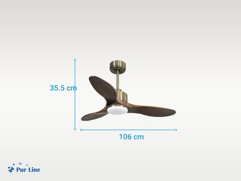 Ventilador de techo Reversible Termostato Dimable Wifi Motor DC Techos Inclinados Mando a Distancia Luz tres tonos Hypersilence Memoria 3
