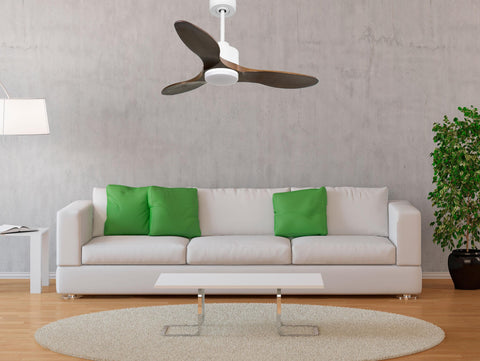 Ventilador de techo Reversible Termostato Dimable Wifi Motor DC Techos Inclinados Mando a Distancia Luz tres tonos Hypersilence Memoria 7