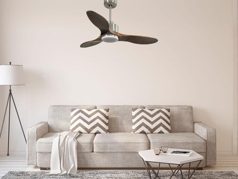 Ventilador de techo Reversible Termostato Dimable Wifi Motor DC Techos Inclinados Mando a Distancia Luz tres tonos Hypersilence Memoria 4