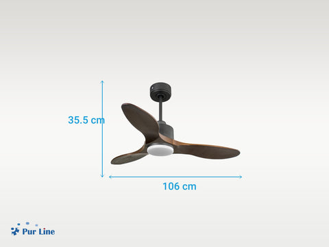 Ventilador de techo Reversible Termostato Dimable Wifi Motor DC Techos Inclinados Mando a Distancia Luz tres tonos Hypersilence Memoria 4