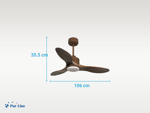 Ventilador de techo Reversible Termostato Dimable Wifi Motor DC Techos Inclinados Mando a Distancia Luz tres tonos Hypersilence Memoria 5