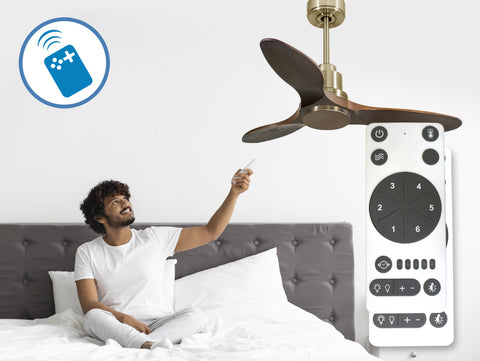 Ventilador de techo Reversible Termostato Wifi Motor DC Techos Inclinados Mando a Distancia Hypersilence Memoria 7