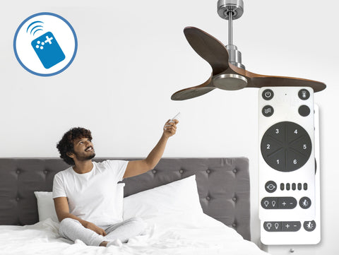 Ventilador de techo Reversible Termostato Wifi Motor DC Techos Inclinados Mando a Distancia Hypersilence Memoria 7