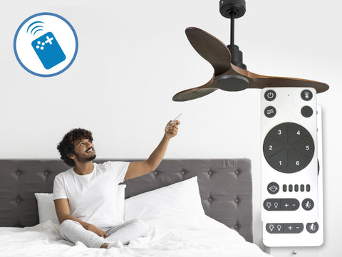 Ventilador de techo Reversible Termostato Wifi Motor DC Techos Inclinados Mando a Distancia Hypersilence Memoria 6