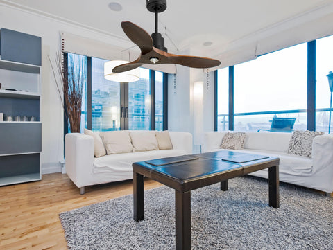 Ventilador de techo Reversible Termostato Dimable Wifi Motor DC Techos Inclinados Mando a Distancia Luz tres tonos Hypersilence Memoria 2