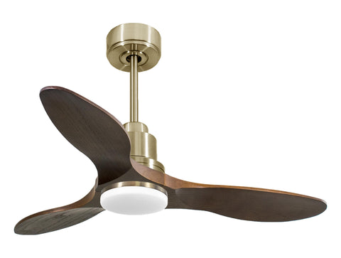 Ventilador de techo Reversible Termostato Dimable Wifi Motor DC Techos Inclinados Mando a Distancia Luz tres tonos Hypersilence Memoria 1