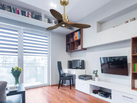 Ventilador de techo Reversible Termostato Dimable Wifi Motor DC Techos Inclinados Mando a Distancia Luz tres tonos Hypersilence Memoria 2