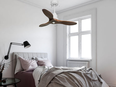 Ventilador de techo Reversible Termostato Dimable Wifi Motor DC Techos Inclinados Mando a Distancia Luz tres tonos Hypersilence Memoria 2