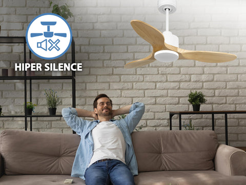 Ventilador de techo Reversible Termostato Wifi Motor DC Techos Inclinados Mando a Distancia Hypersilence Memoria 4