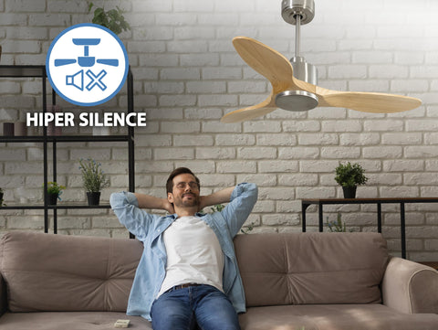 Ventilador de techo Reversible Termostato Wifi Motor DC Techos Inclinados Mando a Distancia Hypersilence Memoria 2