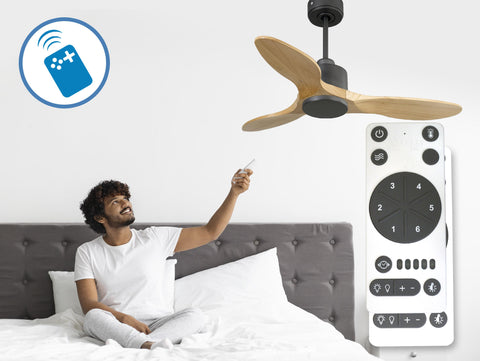 Ventilador de techo Reversible Termostato Wifi Motor DC Techos Inclinados Mando a Distancia Hypersilence Memoria 4