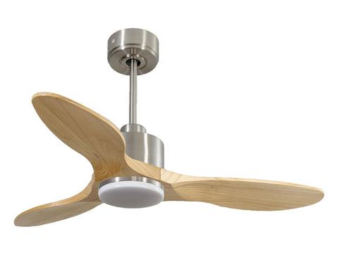 Ventilador de techo Reversible Termostato Dimable Wifi Motor DC Techos Inclinados Mando a Distancia Luz tres tonos Hypersilence Memoria 1