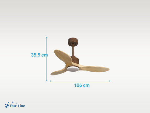 Ventilador de techo Reversible Termostato Dimable Wifi Motor DC Techos Inclinados Mando a Distancia Luz tres tonos Hypersilence Memoria 2