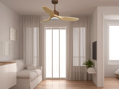 Ventilador de techo Reversible Termostato Dimable Wifi Motor DC Techos Inclinados Mando a Distancia Luz tres tonos Hypersilence Memoria 7