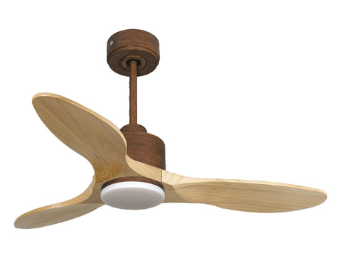 Ventilador de techo Reversible Termostato Dimable Wifi Motor DC Techos Inclinados Mando a Distancia Luz tres tonos Hypersilence Memoria 1