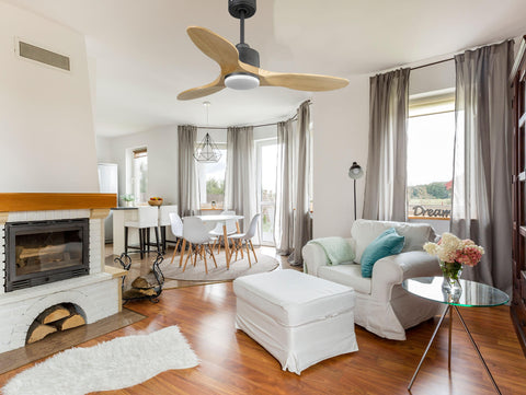 Ventilador de techo Reversible Termostato Dimable Wifi Motor DC Techos Inclinados Mando a Distancia Luz tres tonos Hypersilence Memoria 7