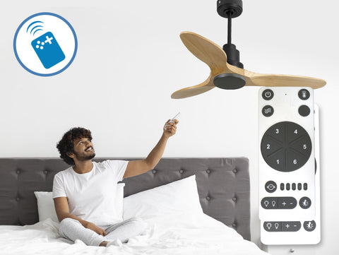 Ventilador de techo Reversible Termostato Wifi Motor DC Techos Inclinados Mando a Distancia Hypersilence Memoria 6