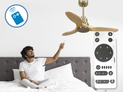 Ventilador de techo Reversible Termostato Wifi Motor DC Techos Inclinados Mando a Distancia Hypersilence Memoria 3