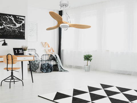 Ventilador de techo Reversible Termostato Wifi Motor DC Techos Inclinados Mando a Distancia Hypersilence Memoria 2