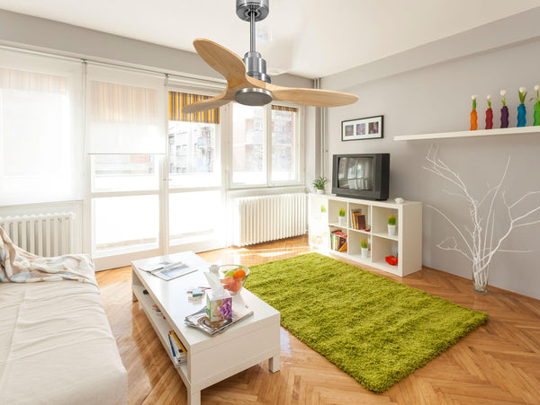 Ventilador de techo Reversible Termostato Wifi Motor DC Techos Inclinados Mando a Distancia Hypersilence Memoria 2