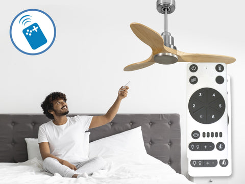 Ventilador de techo Reversible Termostato Wifi Motor DC Techos Inclinados Mando a Distancia Hypersilence Memoria 4