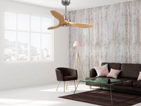 Ventilador de techo Reversible Termostato Dimable Wifi Motor DC Techos Inclinados Mando a Distancia Luz tres tonos Hypersilence Memoria 2