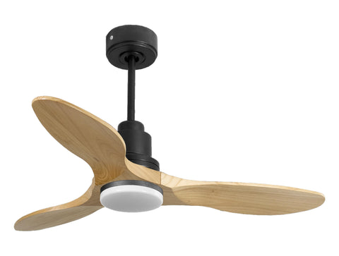 Ventilador de techo Reversible Termostato Dimable Wifi Motor DC Techos Inclinados Mando a Distancia Luz tres tonos Hypersilence Memoria 1