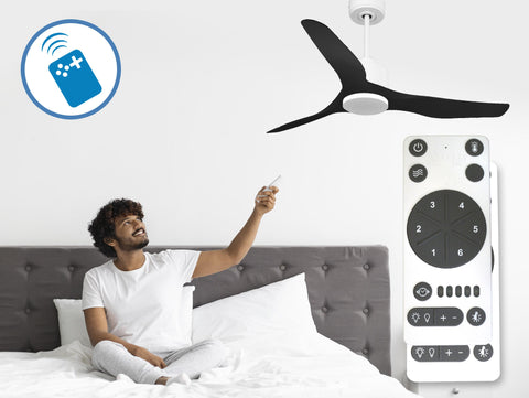 Ventilador de techo Reversible Termostato Wifi Motor DC Techos Inclinados Mando a Distancia Adaptador 2/3 Aspas Hypersilence Memoria 4