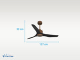 Ventilador de techo Reversible Termostato Wifi Motor DC Techos Inclinados Mando a Distancia Adaptador 2/3 Aspas Hypersilence Memoria 5
