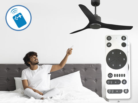 Ventilador de techo Reversible Termostato Wifi Motor DC Techos Inclinados Mando a Distancia Adaptador 2/3 Aspas Hypersilence Memoria 2