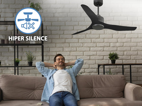 Ventilador de techo Reversible Termostato Wifi Motor DC Techos Inclinados Mando a Distancia Adaptador 2/3 Aspas Hypersilence Memoria 6