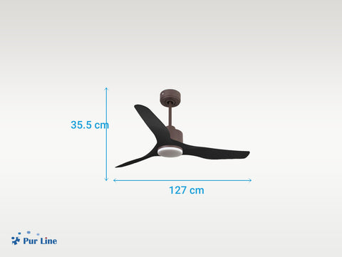 Ventilador de techo Reversible Termostato Dimable Wifi Motor DC Techos Inclinados Mando a Distancia Luz tres tonos Adaptador 2/3 Aspas Hypersilence Memoria 2