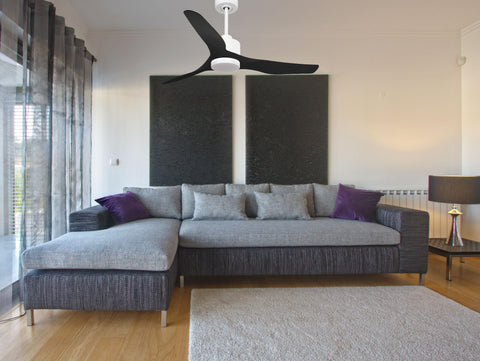 Ventilador de techo Reversible Termostato Dimable Wifi Motor DC Techos Inclinados Mando a Distancia Luz tres tonos Adaptador 2/3 Aspas Hypersilence Memoria 7