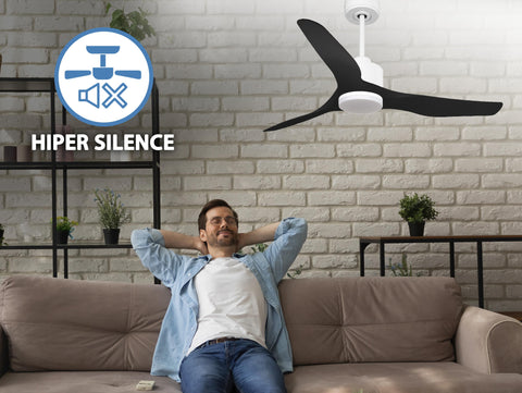 Ventilador de techo Reversible Termostato Dimable Wifi Motor DC Techos Inclinados Mando a Distancia Luz tres tonos Adaptador 2/3 Aspas Hypersilence Memoria 3