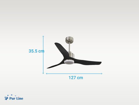 Ventilador de techo Reversible Termostato Dimable Wifi Motor DC Techos Inclinados Mando a Distancia Luz tres tonos Adaptador 2/3 Aspas Hypersilence Memoria 4