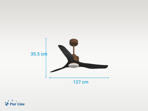 Ventilador de techo Reversible Termostato Dimable Wifi Motor DC Techos Inclinados Mando a Distancia Luz tres tonos Adaptador 2/3 Aspas Hypersilence Memoria 4