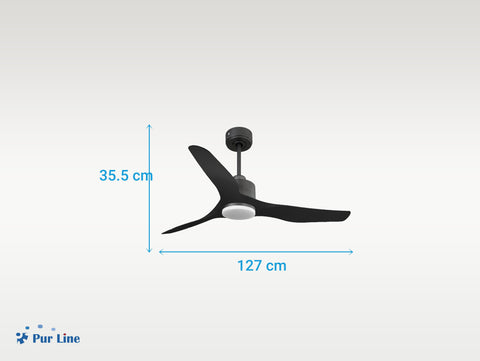 Ventilador de techo Reversible Termostato Dimable Wifi Motor DC Techos Inclinados Mando a Distancia Luz tres tonos Adaptador 2/3 Aspas Hypersilence Memoria 4