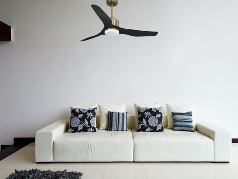 Ventilador de techo Reversible Termostato Dimable Wifi Motor DC Techos Inclinados Mando a Distancia Luz tres tonos Adaptador 2/3 Aspas Hypersilence Memoria 5